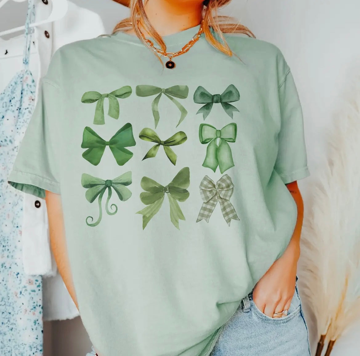 St. Patrick’s Bow Tee - Sage