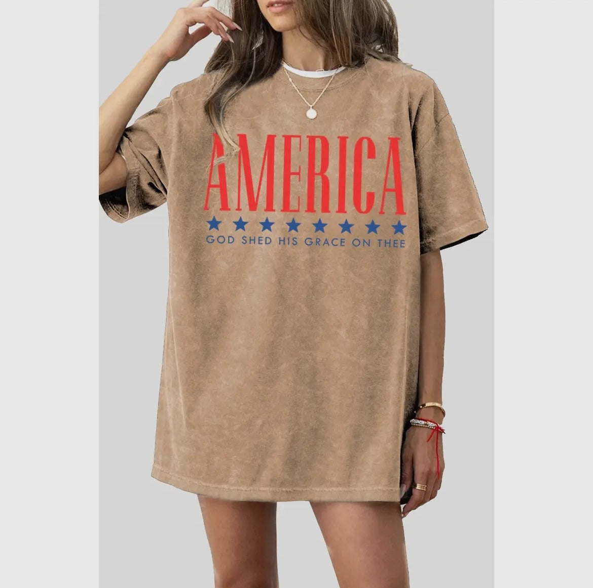 America God Shed His Grace On Thee Oversized Tee