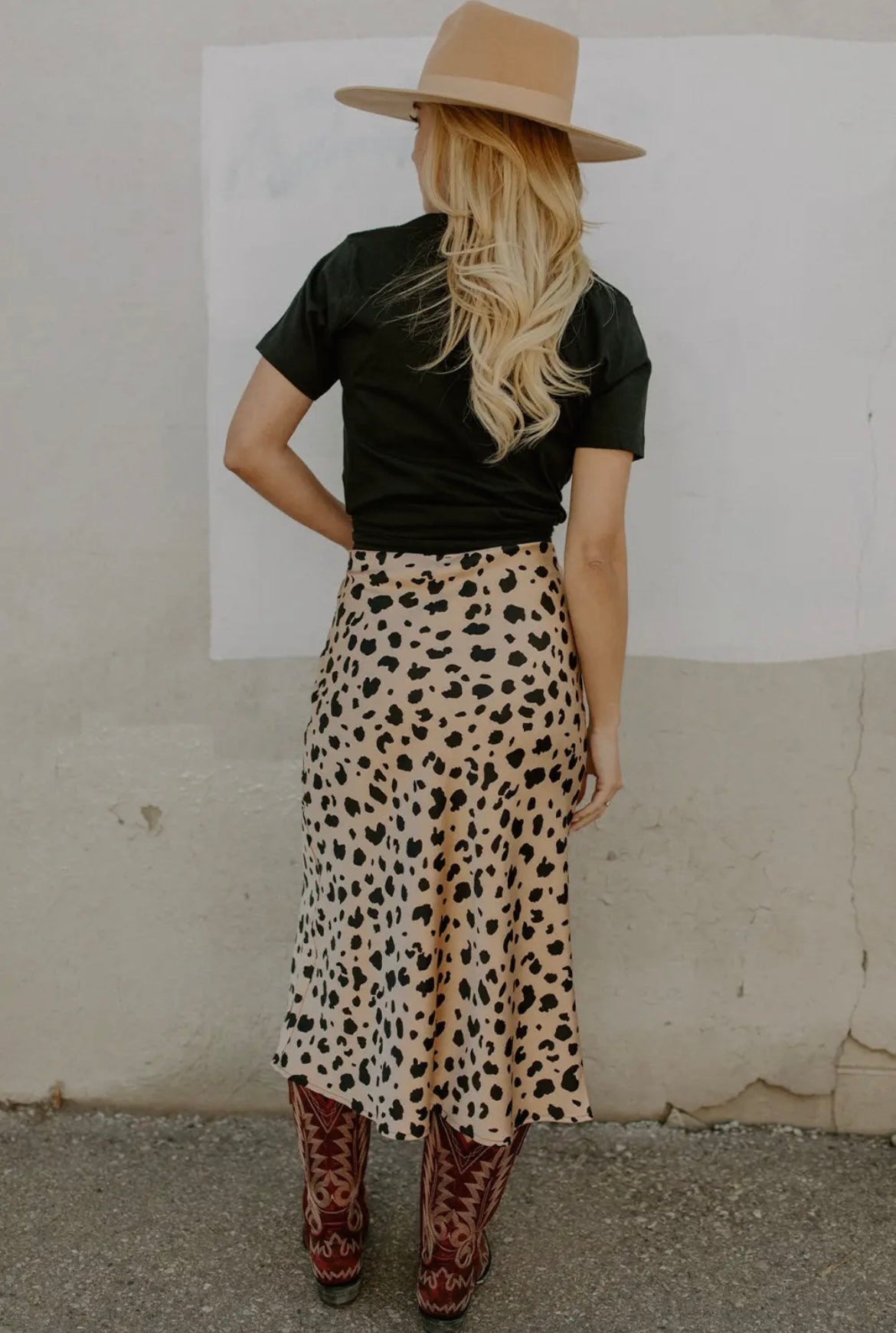 Khaki Leopard Midi Skirt