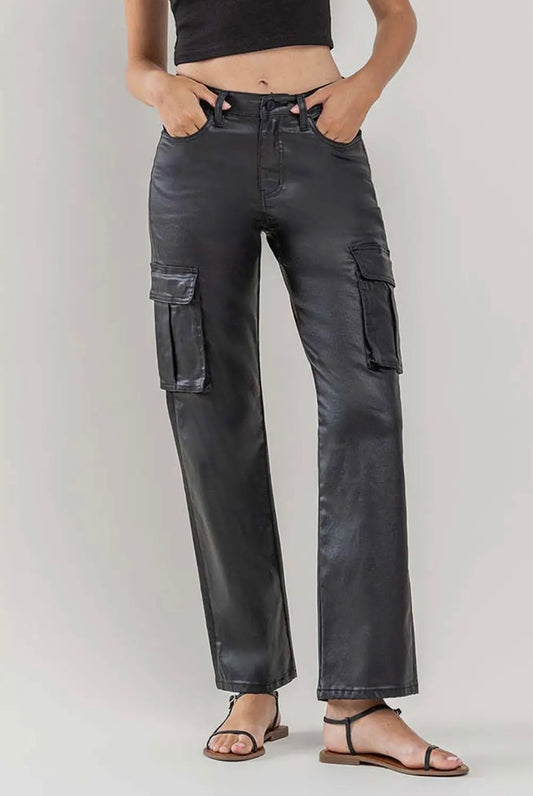 Leather Cargo Dad Jeans