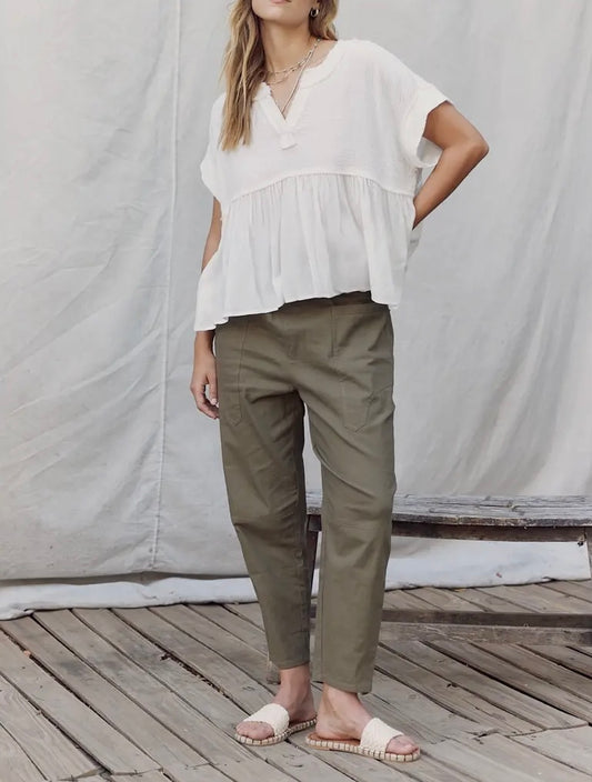 Raw edge hem blouse - white