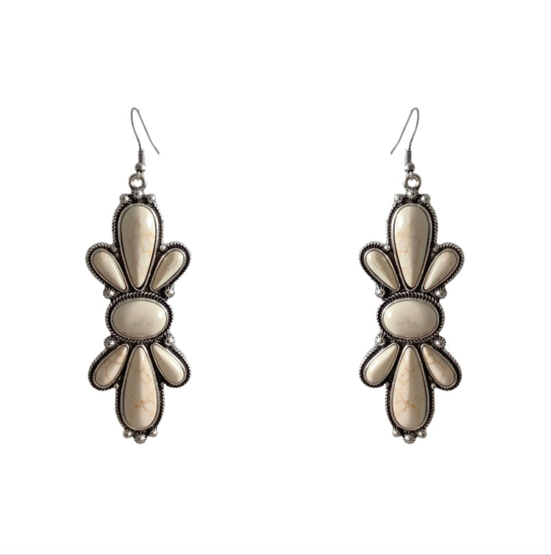 Stone Clover Drop Earrings