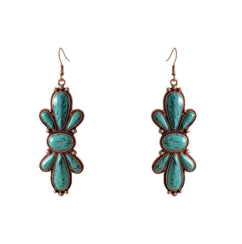 Stone Clover Drop Earrings