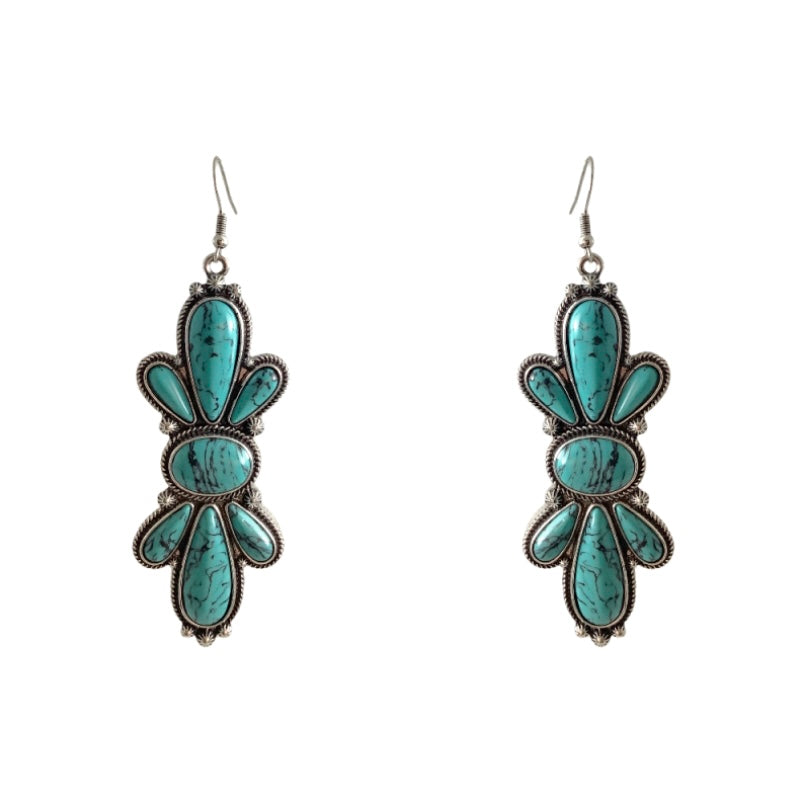 Stone Clover Drop Earrings